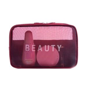 SB Mesh Makeup Bag/ Burgandy